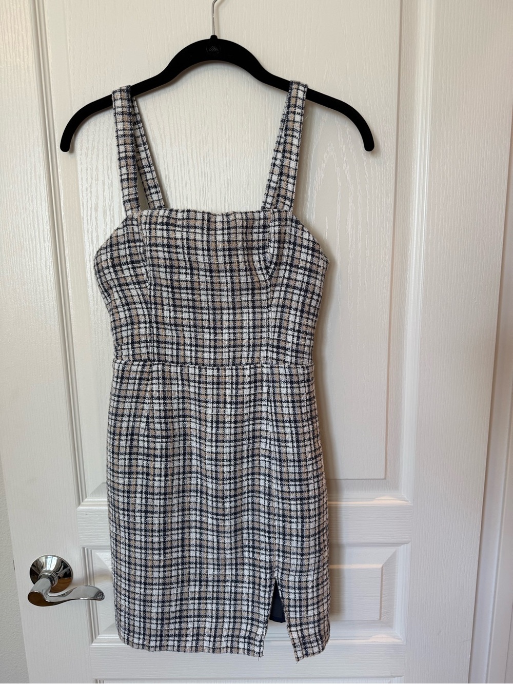 Abercrombie & Fitch White and Black Plaid Sleeveless Mini Dress